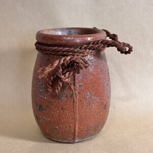 Vintage Japanese Small Rustic Vase 4.5in Brown Pottery Takotsubo Octopus Trap